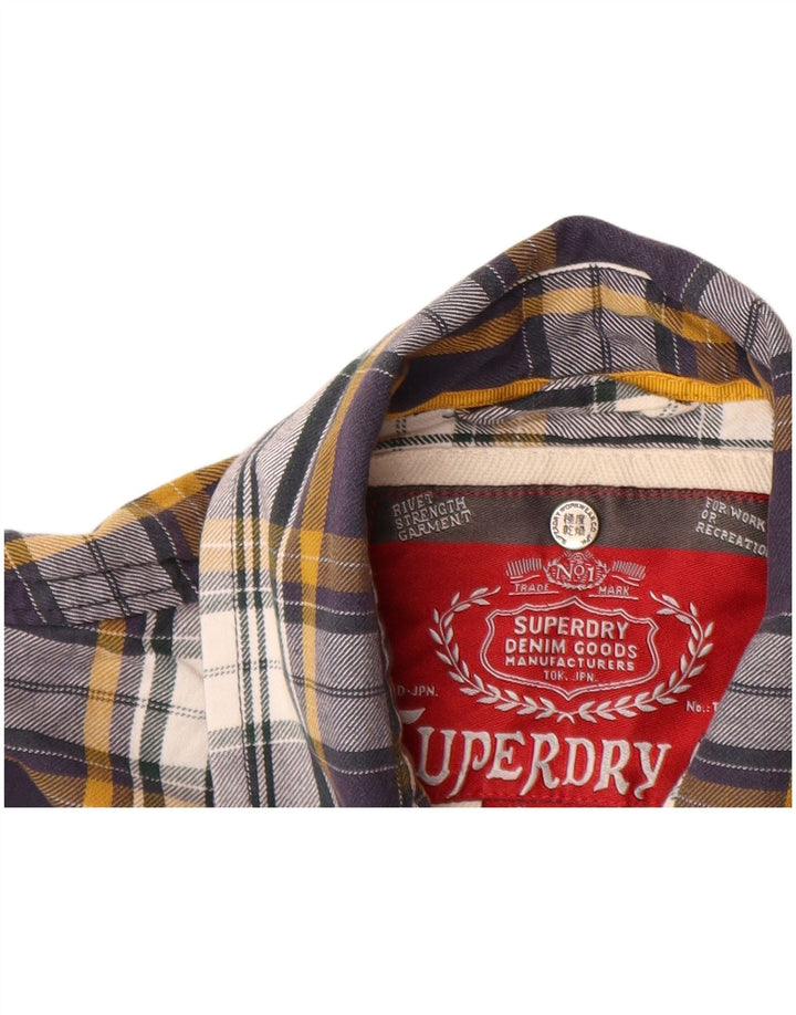 Camicia da donna in flanella con maniche a 3/4 SUPERDRY UK 10 piccoli quadri blu navy