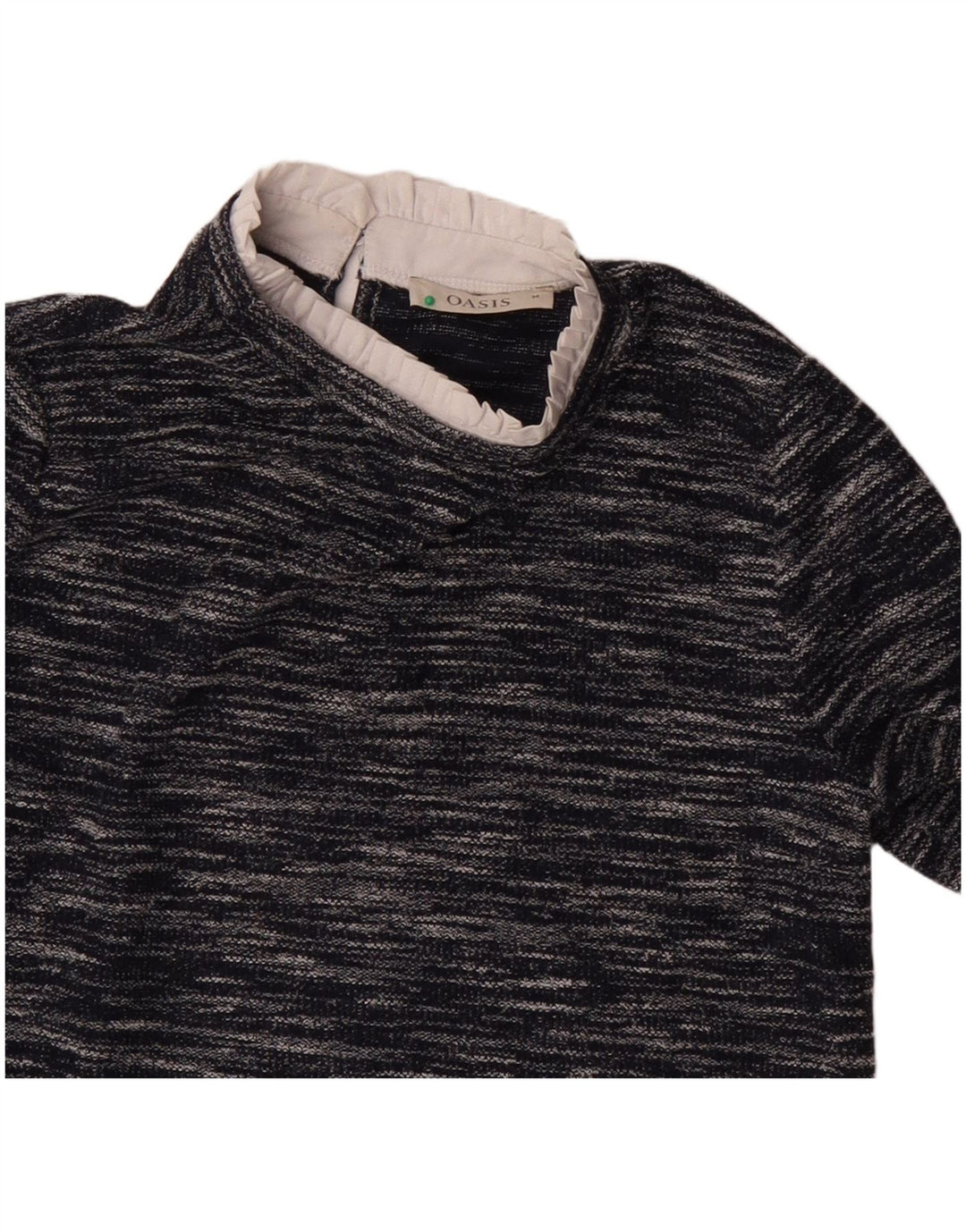 Top camicetta a maniche lunghe da donna Oasis UK 14 medio blu navy screziato