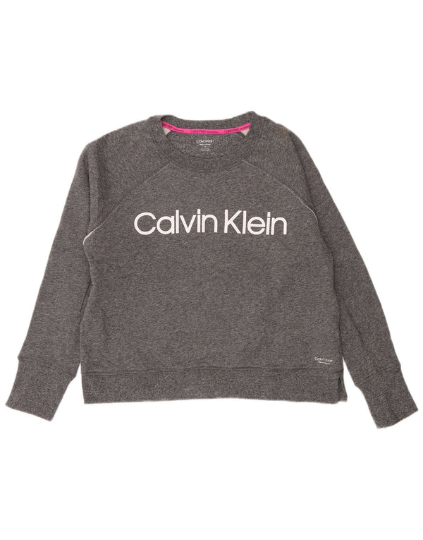 CALVIN KLEIN Felpa da performance da donna Maglione UK 14 Grigio medio