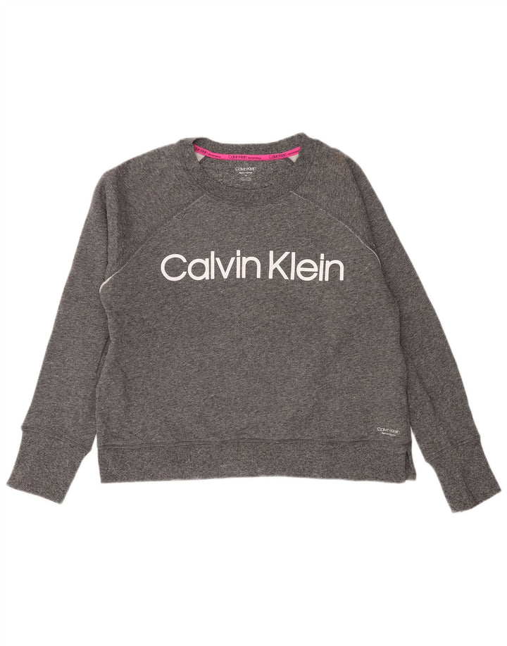 CALVIN KLEIN Felpa da performance da donna Maglione UK 14 Grigio medio