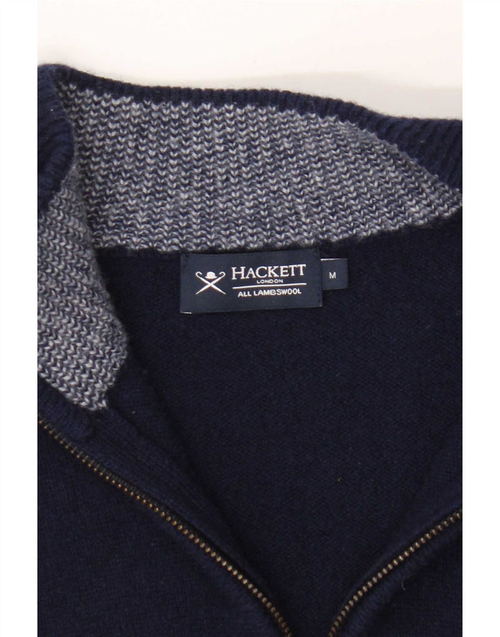 Maglione da uomo Hackett con zip e collo in lana d'agnello medio blu navy