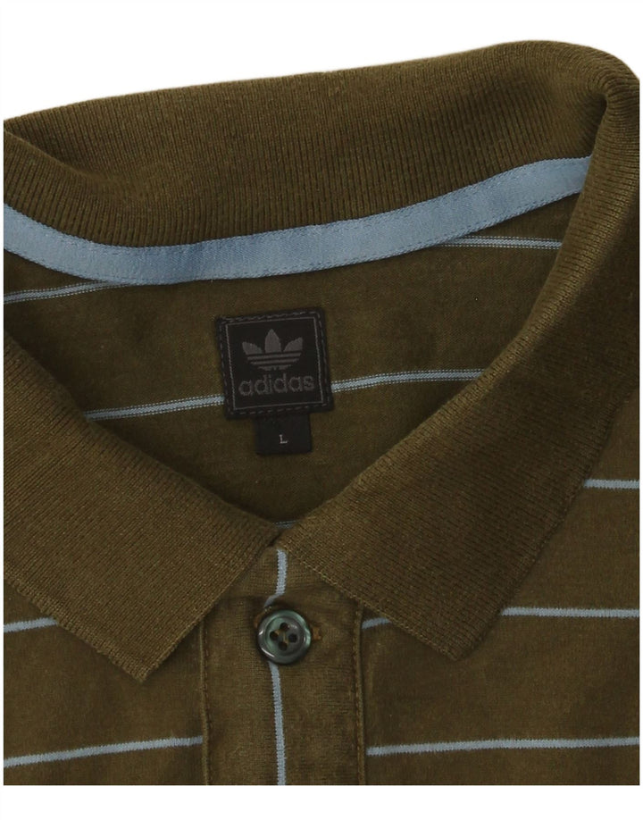 Polo Adidas da uomo a righe grandi color kaki