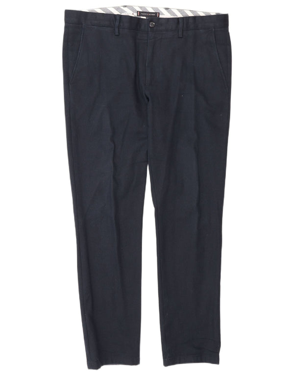 Pantaloni casual slim da uomo Tommy Hilfiger W34 L30 cotone blu navy