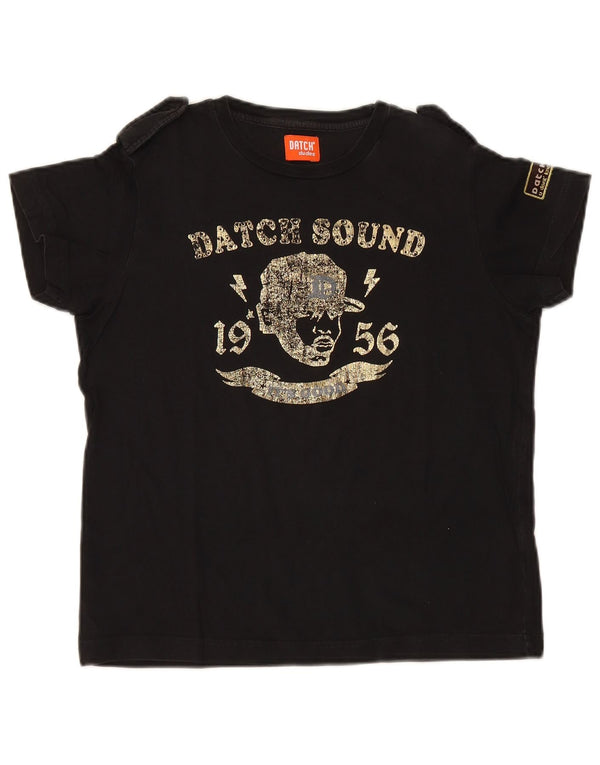 T-shirt grafica militare per ragazze Datch Top 11-12 anni grande nera