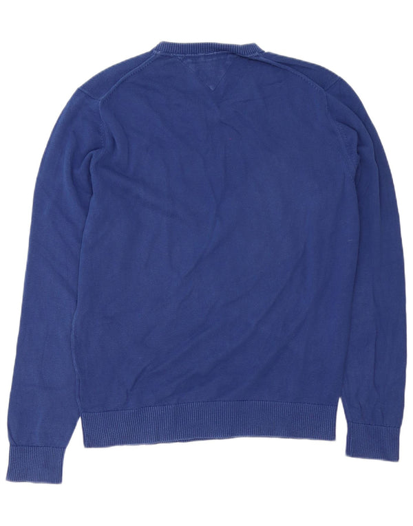 Maglione maglione con scollo a V da uomo Tommy Hilfiger grande cotone blu