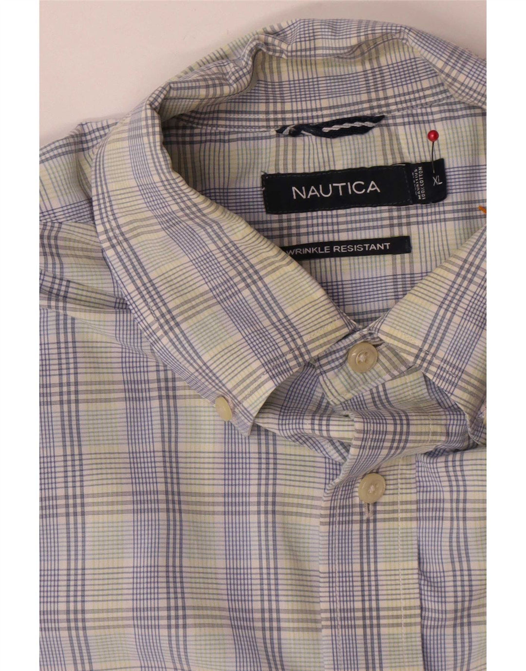 Camicia a maniche corte da uomo Nautica XL in cotone a quadri blu
