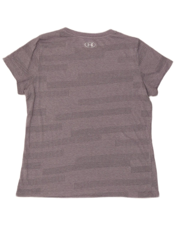 Maglietta da donna UNDER ARMOUR Heat Gear Top UK 16 Large Purple Striped