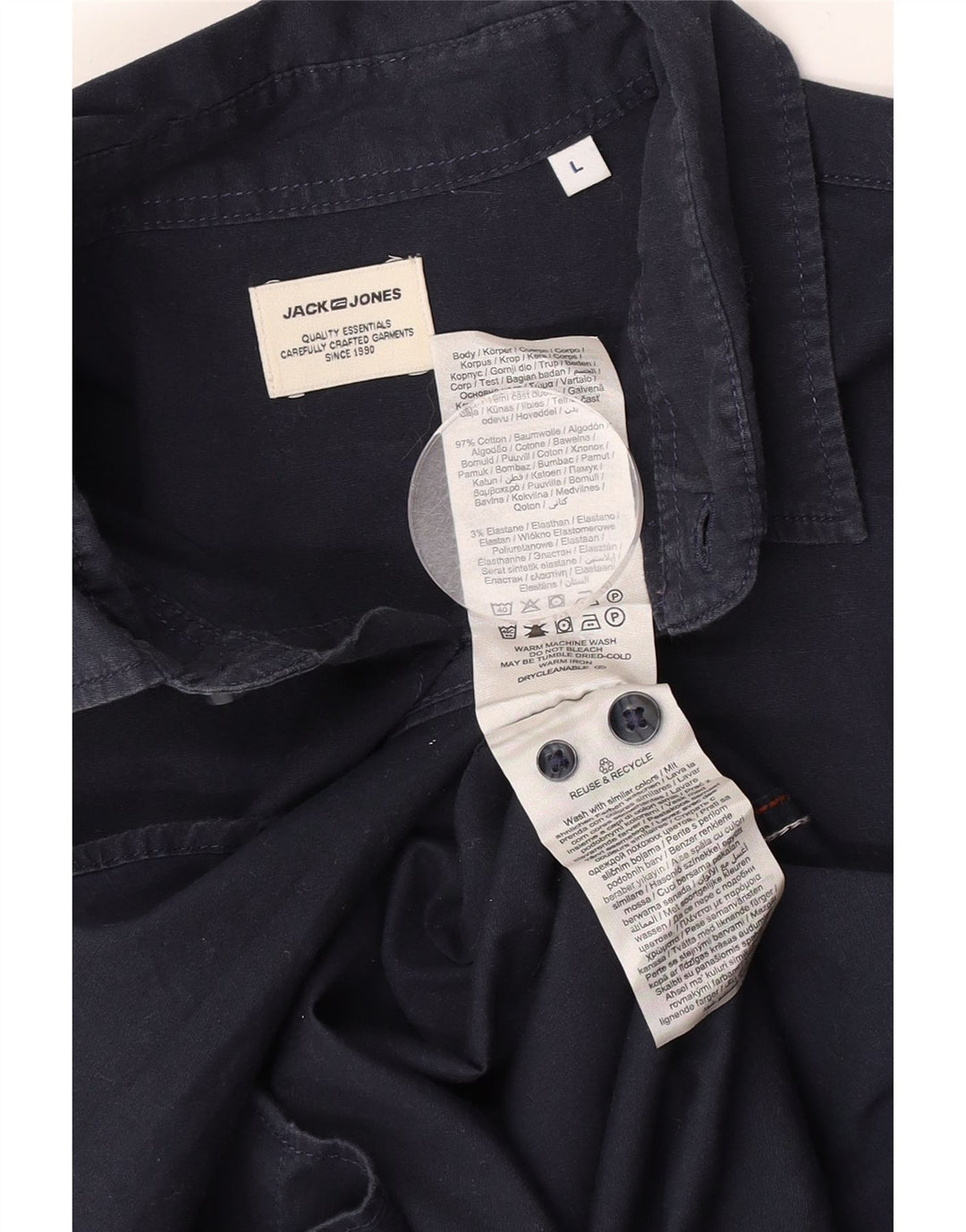 Camicia da uomo Jack & Jones grande in cotone blu navy