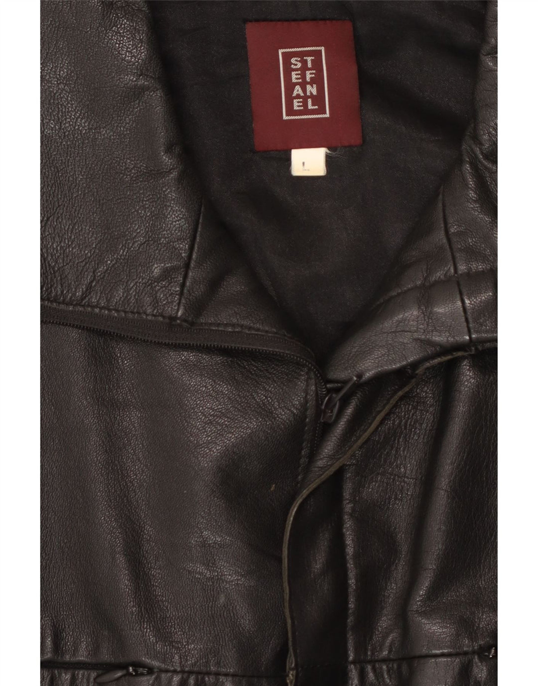 Giacca in pelle da uomo STEFANEL UK 40 grande in pelle nera