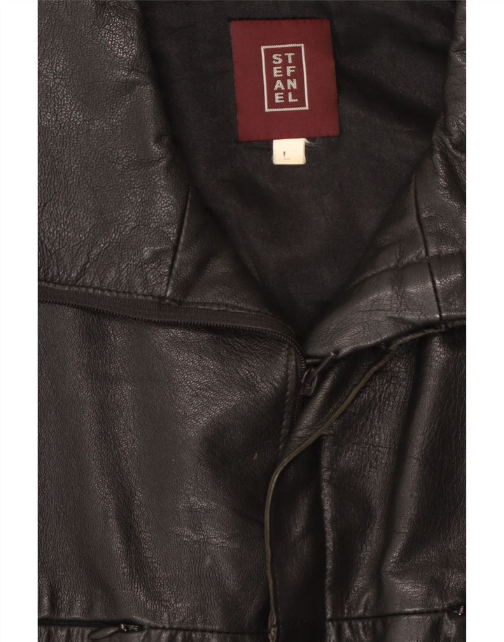 Giacca in pelle da uomo STEFANEL UK 40 grande in pelle nera