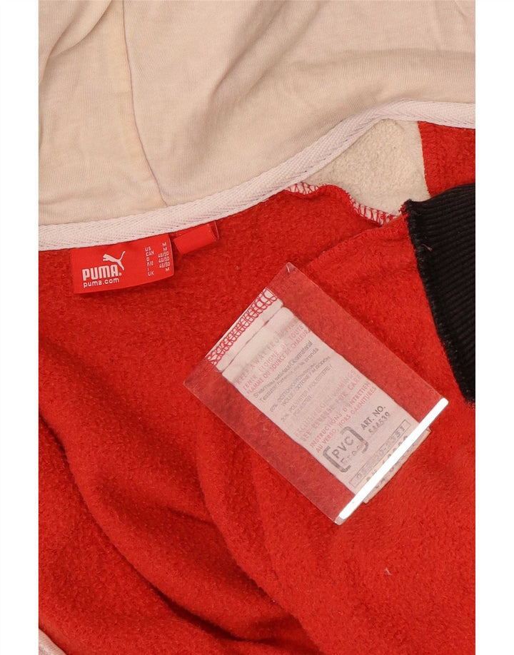 Felpa con cappuccio e zip da uomo Puma in cotone color block rosso medio
