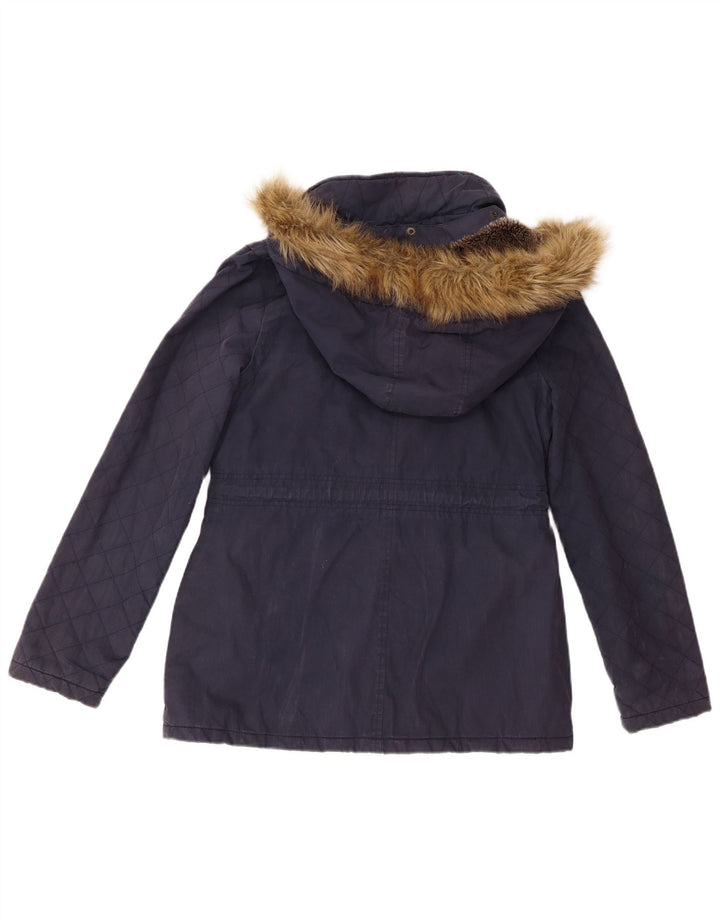 Giacca trapuntata con cappuccio da donna Fat Face UK 10 piccola in cotone blu navy