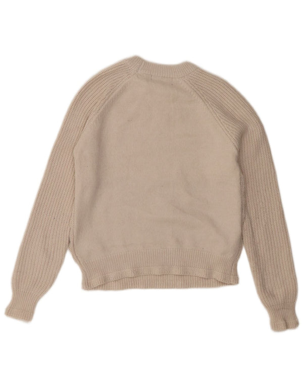 Maglione maglione girocollo da donna Marks & Spencer vestibilità ampia UK 6 XS bianco sporco