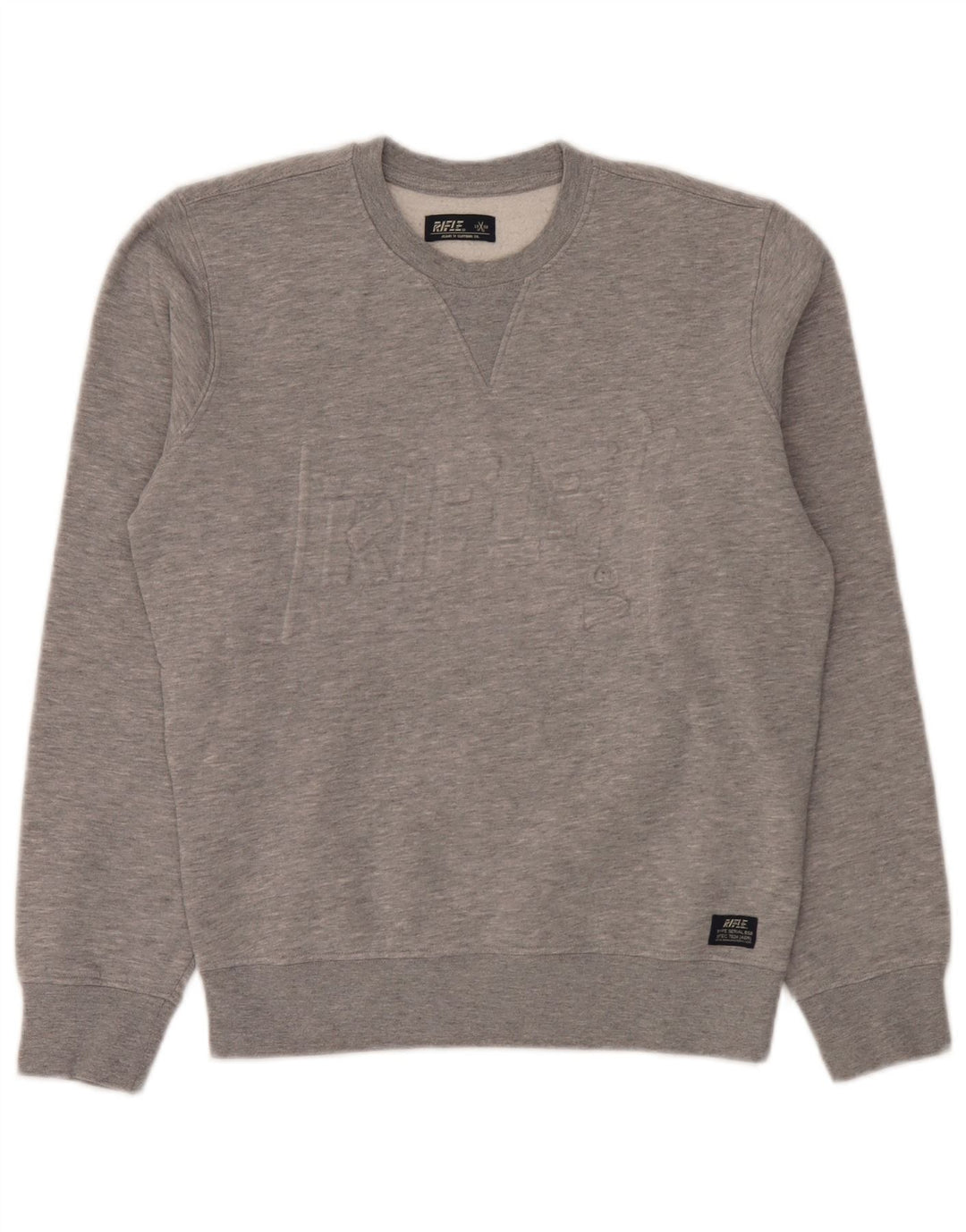 Felpa grafica da uomo Rifle, maglione piccolo in cotone chiazzato grigio
