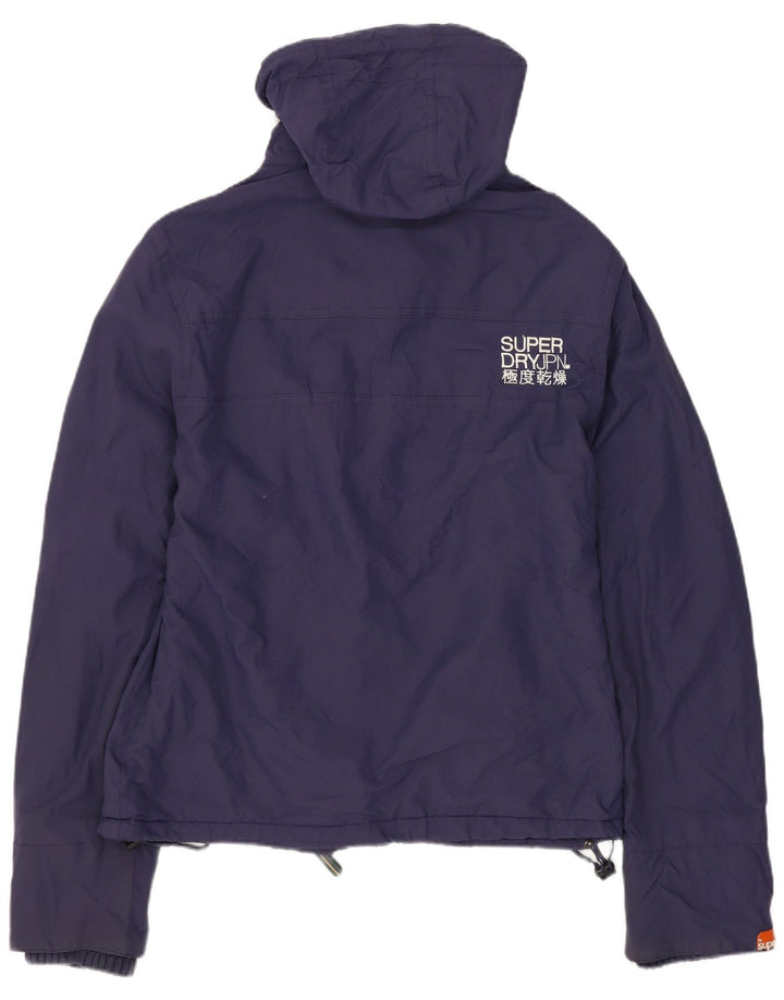 Giacca a vento con cappuccio da donna SUPERDRY UK 14 nylon blu navy medio