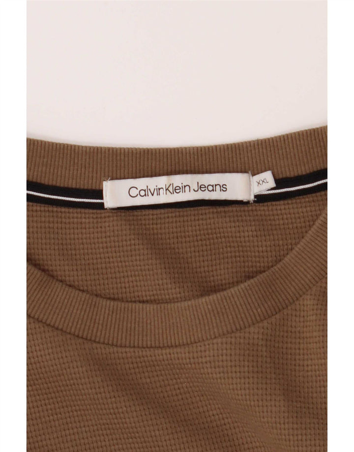 Calvin Klein Uomo Top Manica Lunga 2XL Cotone Marrone