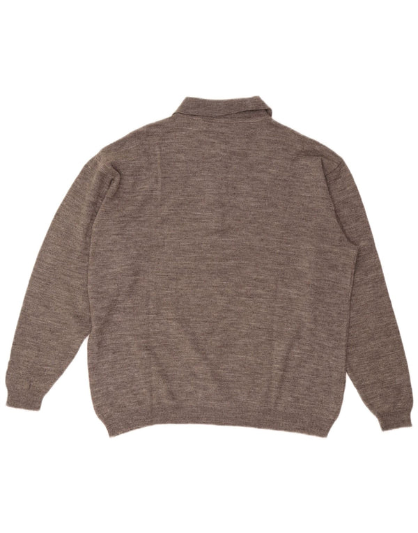 CONTE OF FLORENCE Mens Polo Neck Jumper Sweater Large Grey