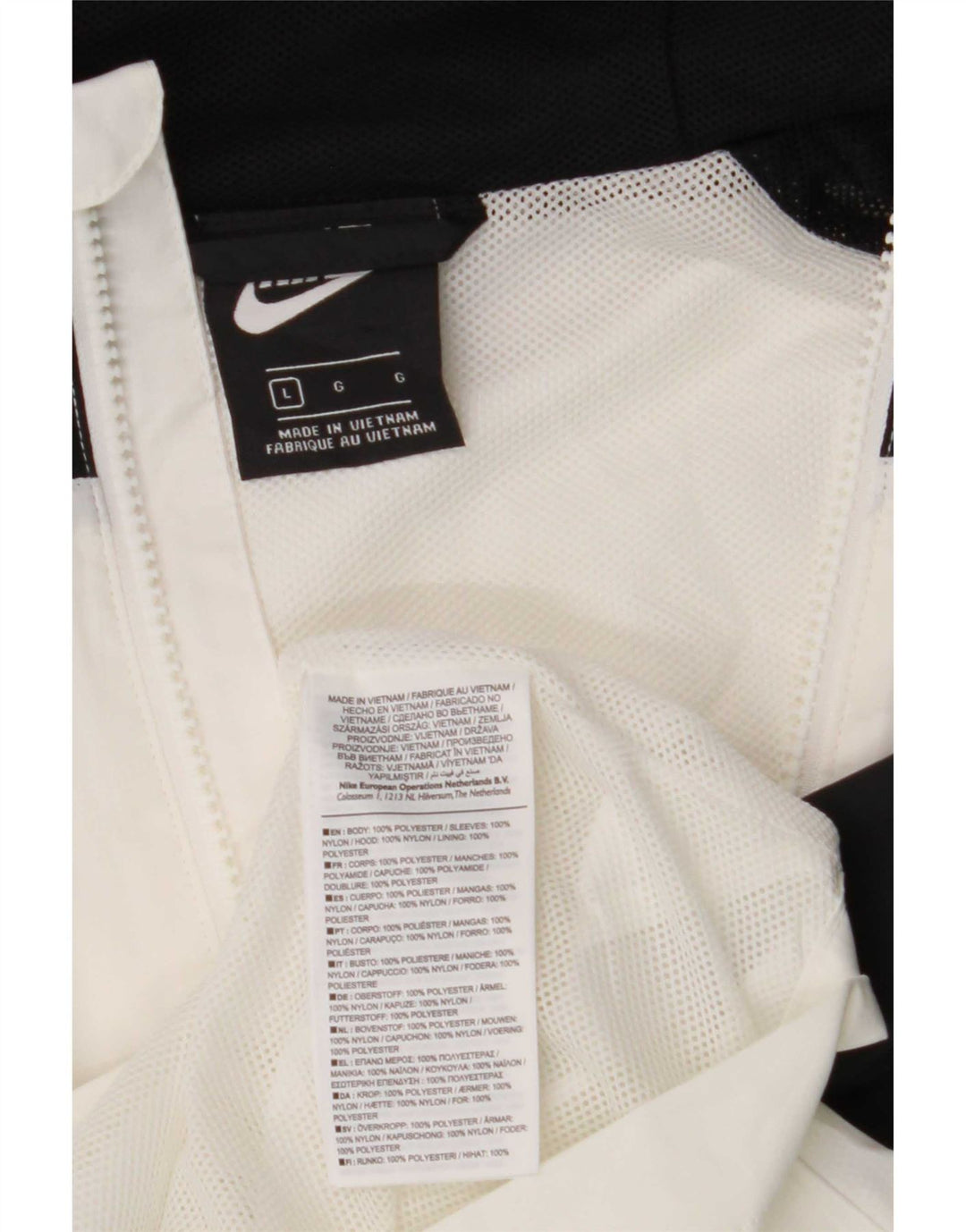 Nike - Giacca da uomo con cappuccio, tuta da ginnastica, grande, in poliestere color block bianco