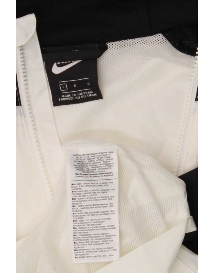 Nike - Giacca da uomo con cappuccio, tuta da ginnastica, grande, in poliestere color block bianco