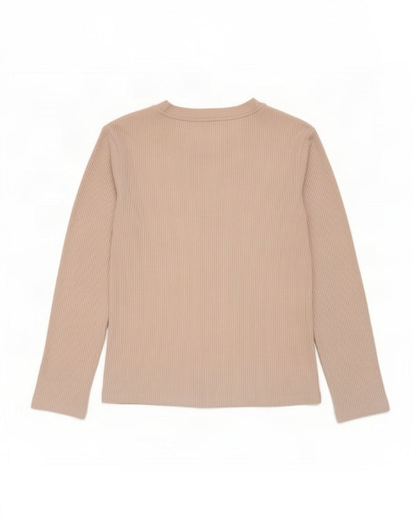 Zara Womens Top Long Sleeve UK 14 Medium Beige Polyester