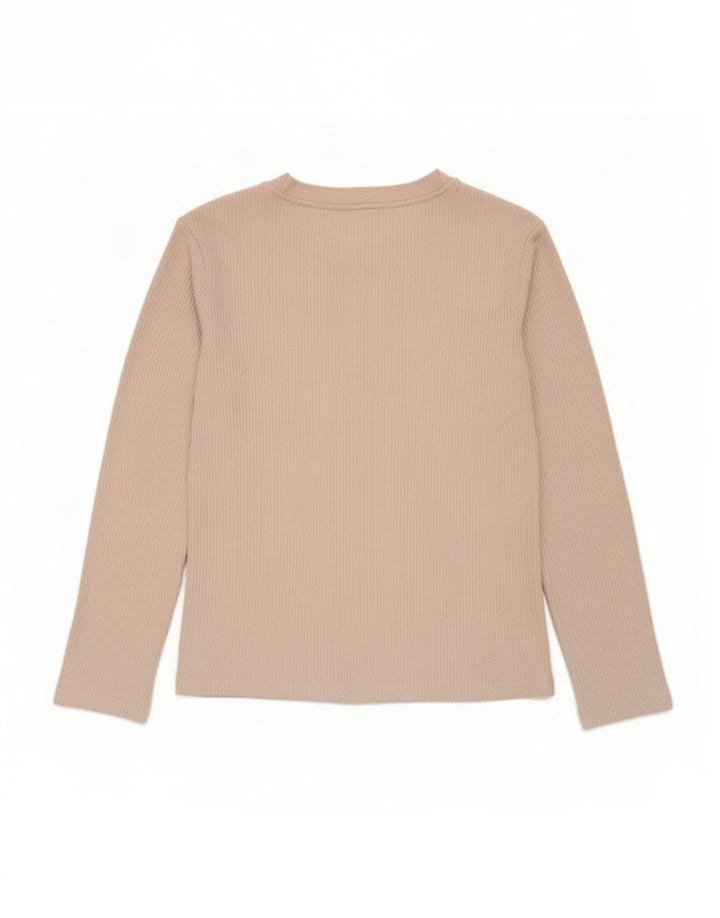 Top Zara da donna a maniche lunghe UK 14 Poliestere beige medio