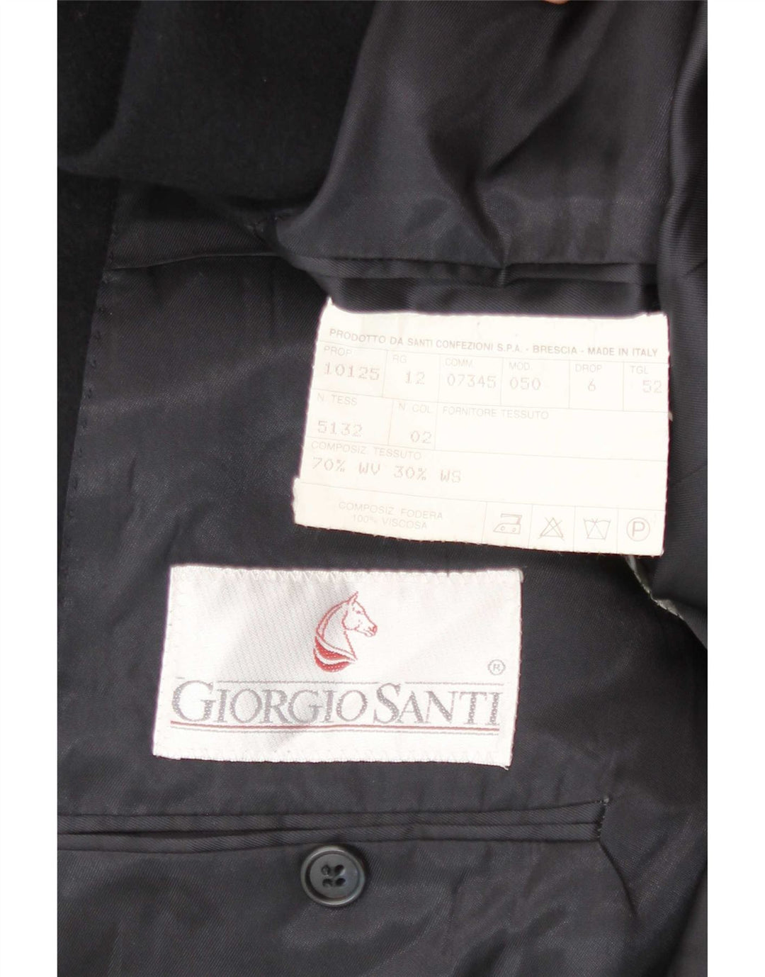 Giacca Blazer da Uomo a 2 Bottoni Giorgio Santi IT 52 XL Lana Nera