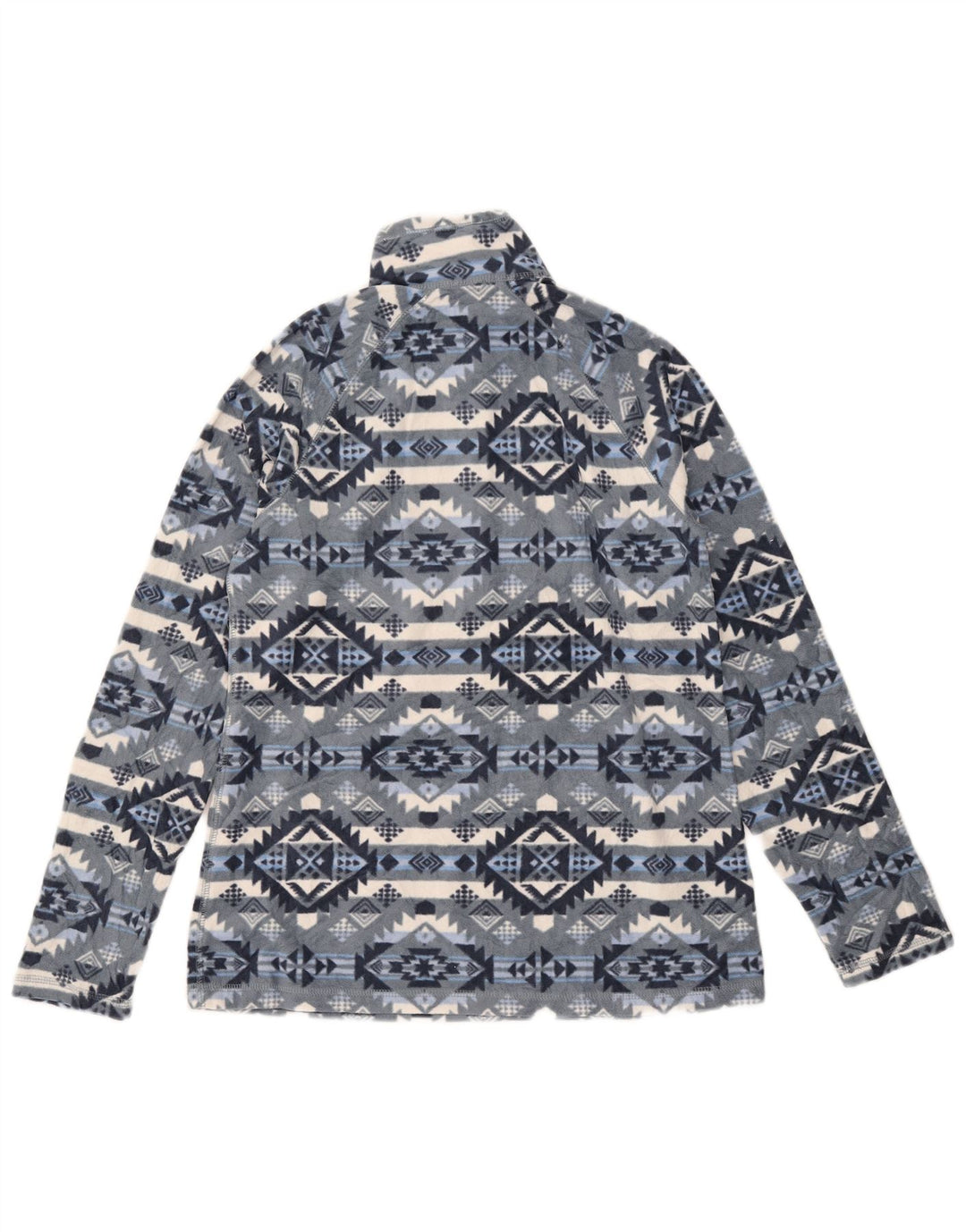 Maglione in pile da donna con collo con zip Eddie Bauer UK 14 Blu medio geometrico