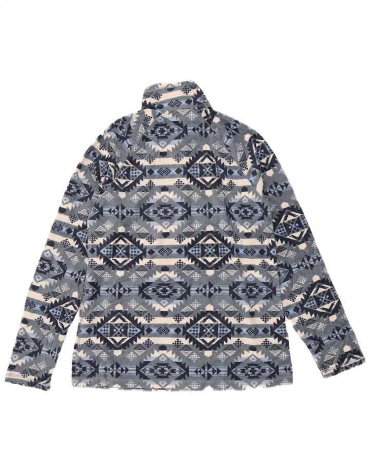 Maglione in pile da donna con collo con zip Eddie Bauer UK 14 Blu medio geometrico