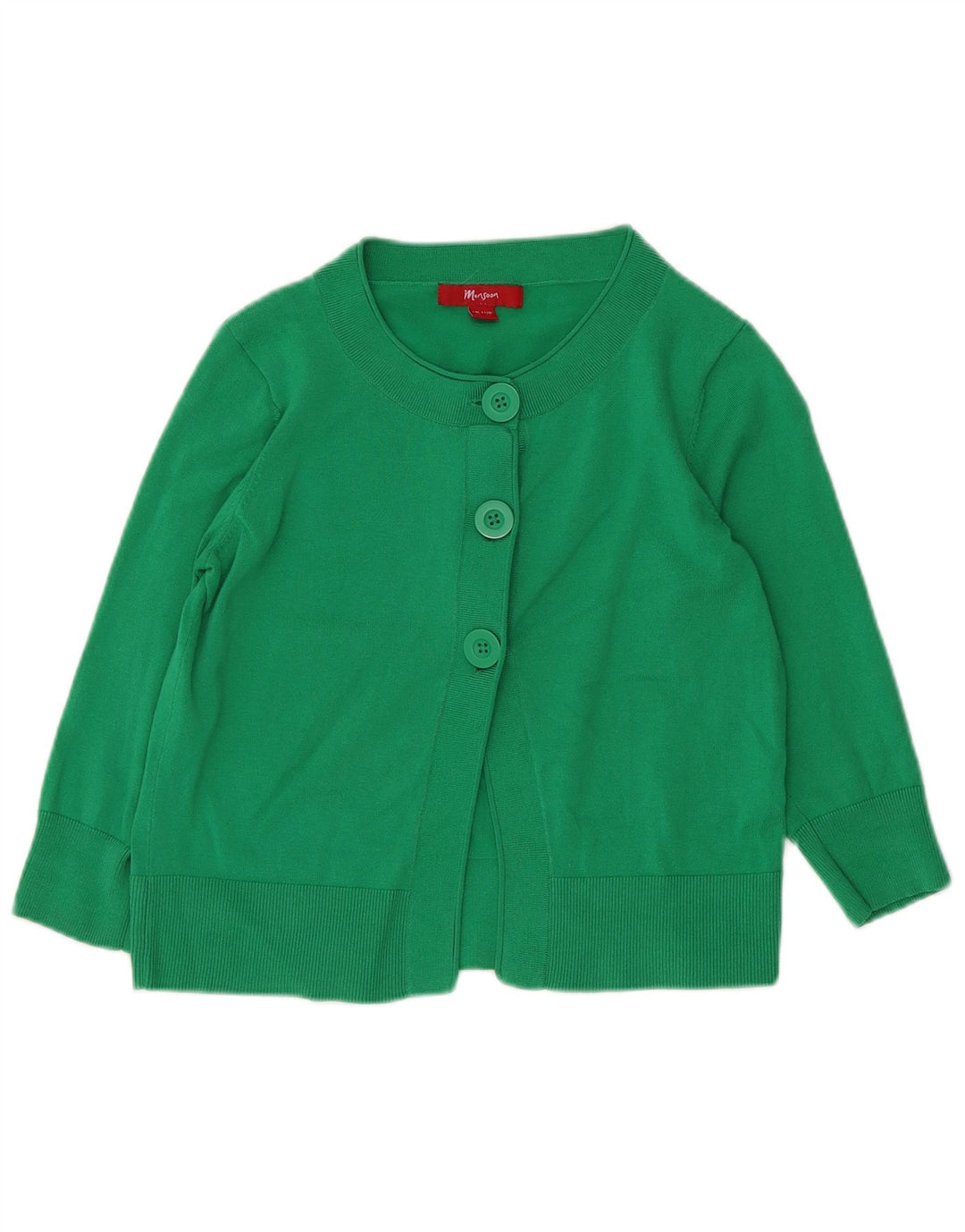 Maglione cardigan corto da donna Monsoon UK 12 Cotone verde medio