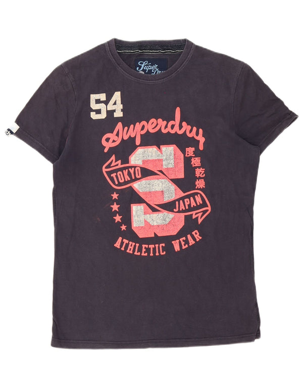 T-shirt grafica da donna Superdry Top UK 14 cotone medio blu navy