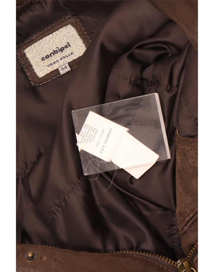 Giubbotto Bomber Uomo Conbipel in Pelle Scamosciata IT 54 XL Pelle Marrone
