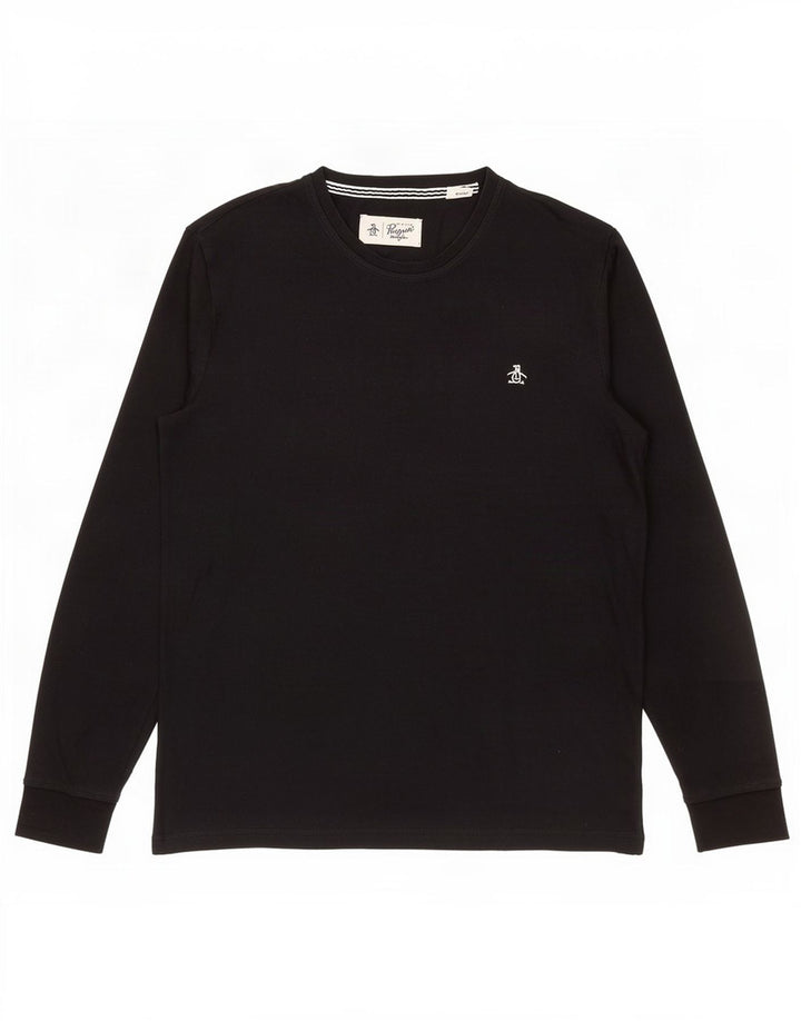 Penguin Top da uomo a maniche lunghe piccolo in cotone nero