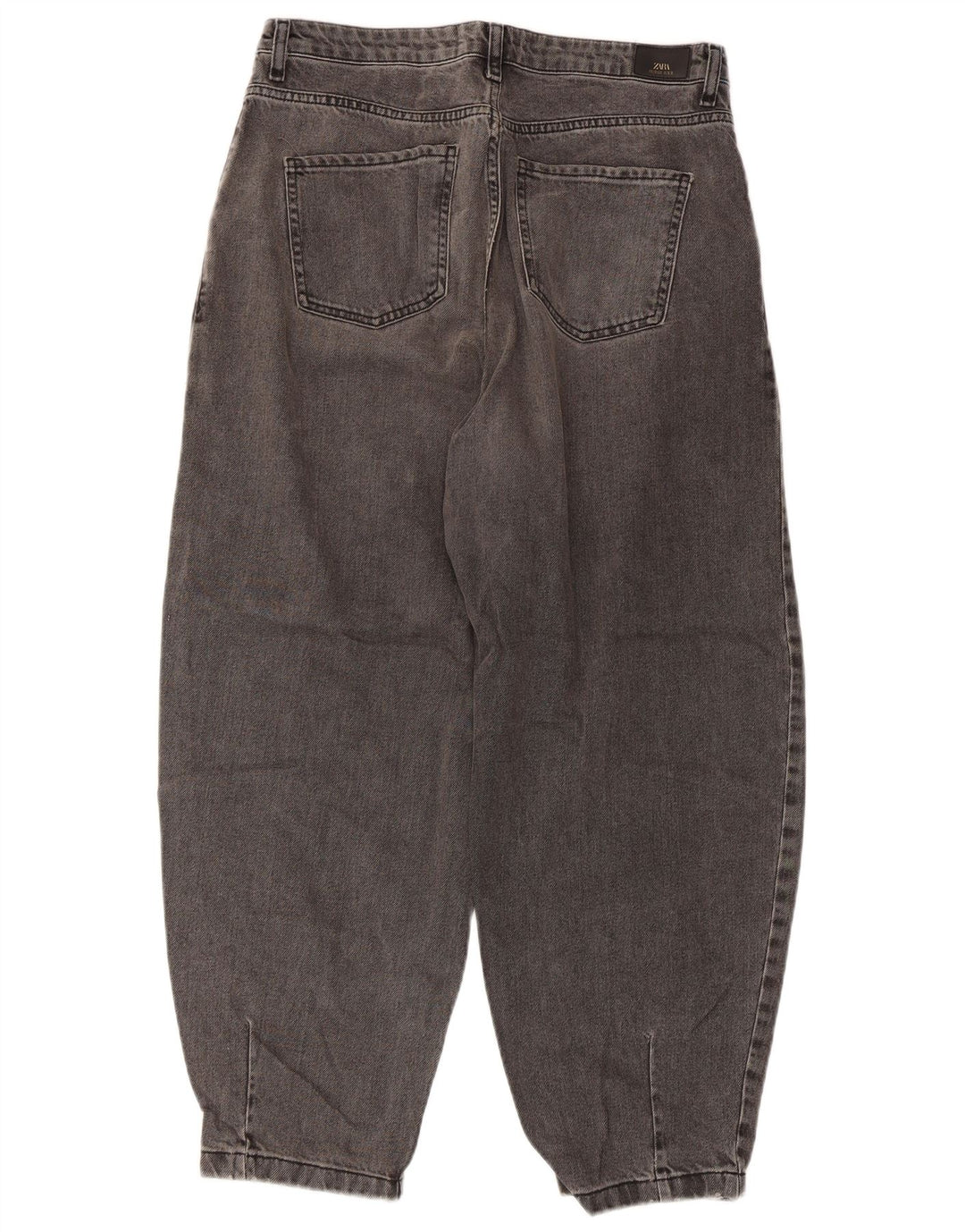 Jeans corti a vita alta a palloncino da donna Zara EU 40 medio W30 L26 grigio