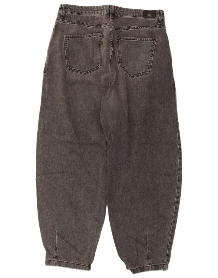 Jeans corti a vita alta a palloncino da donna Zara EU 40 medio W30 L26 grigio