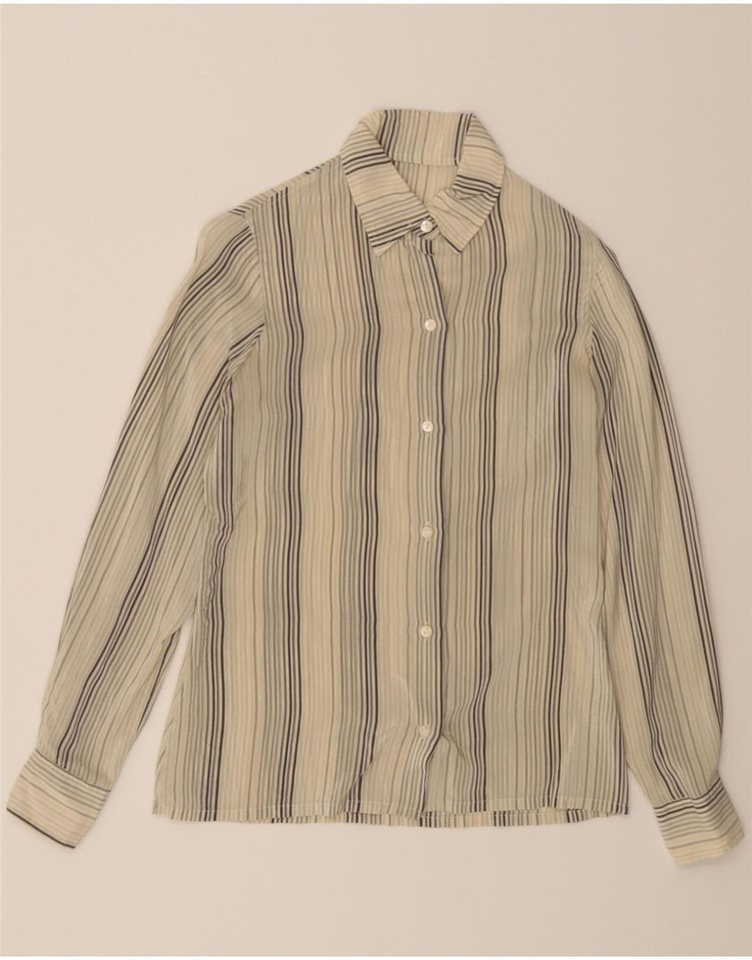 VINTAGE Womens Shirt UK 12 Medium Off White Pinstripe Vintage Vintage and Second-Hand Vintage from Messina Hembry 