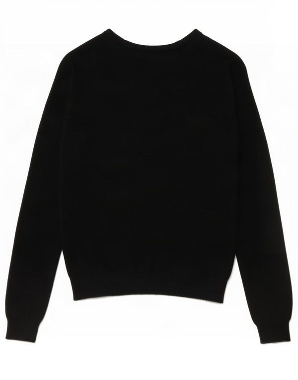 Maglione maglione con scollo a V da donna Zara UK 14 cotone nero medio