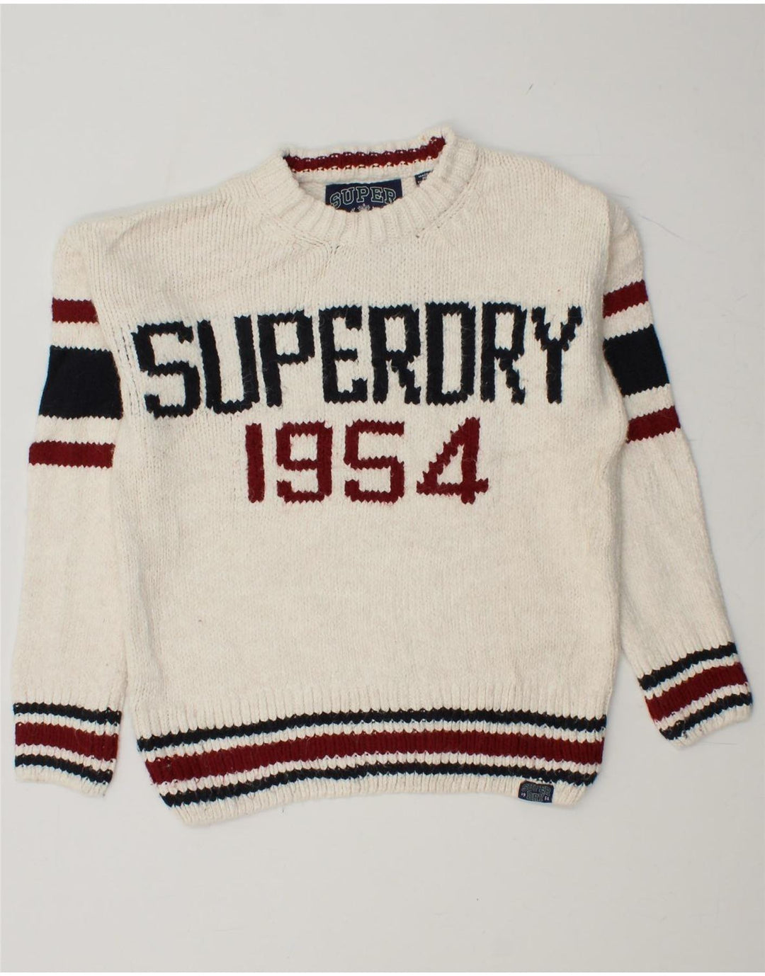 Maglione maglione girocollo da donna SUPERDRY UK 6 XS bianco color block