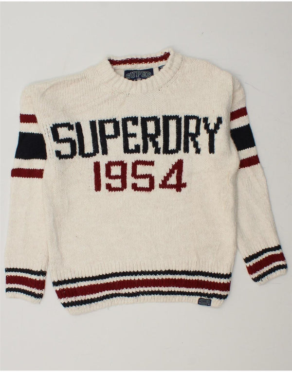 Maglione maglione girocollo da donna SUPERDRY UK 6 XS bianco color block