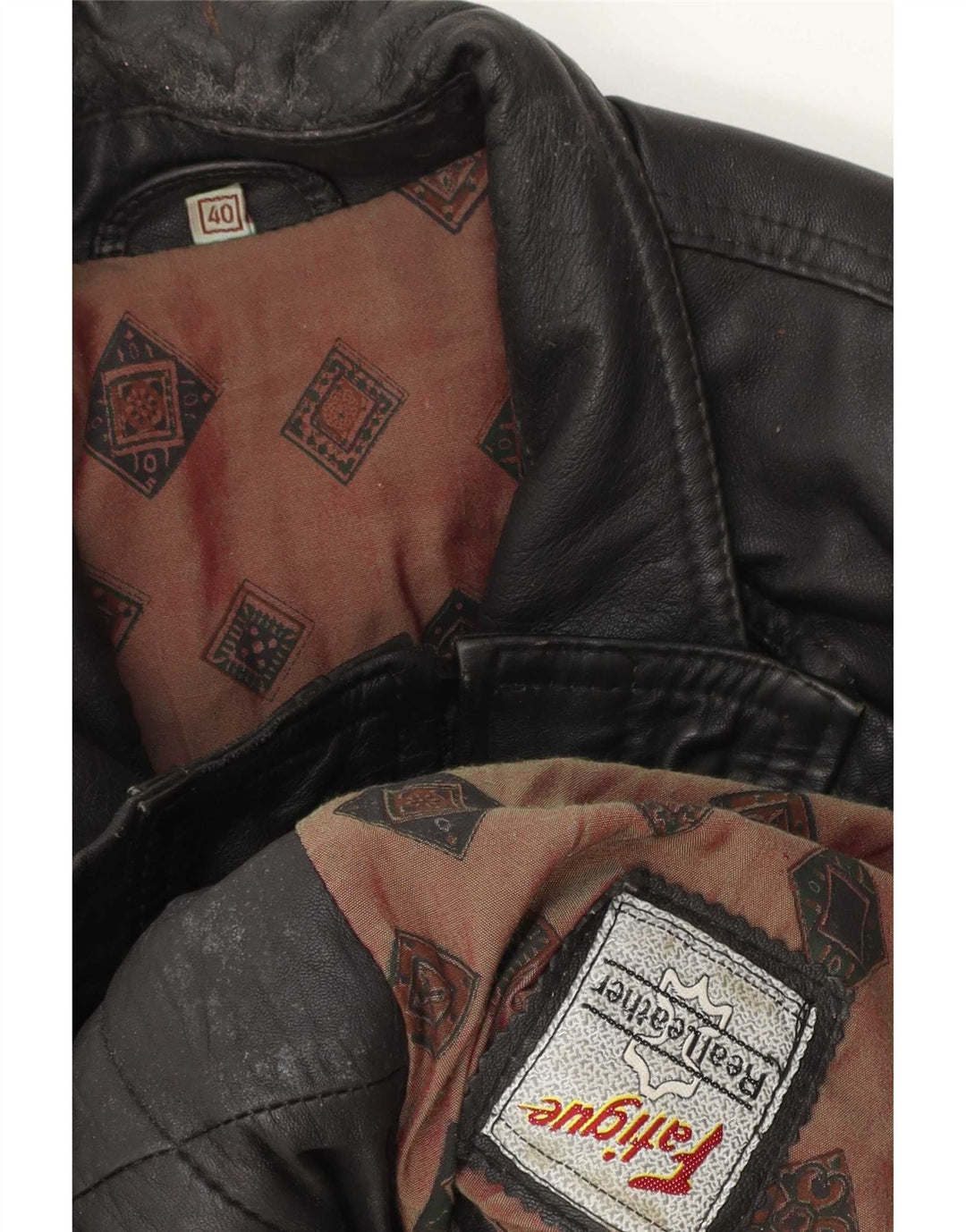 Giacca in pelle da uomo Fatigue UK 40 Large Nera