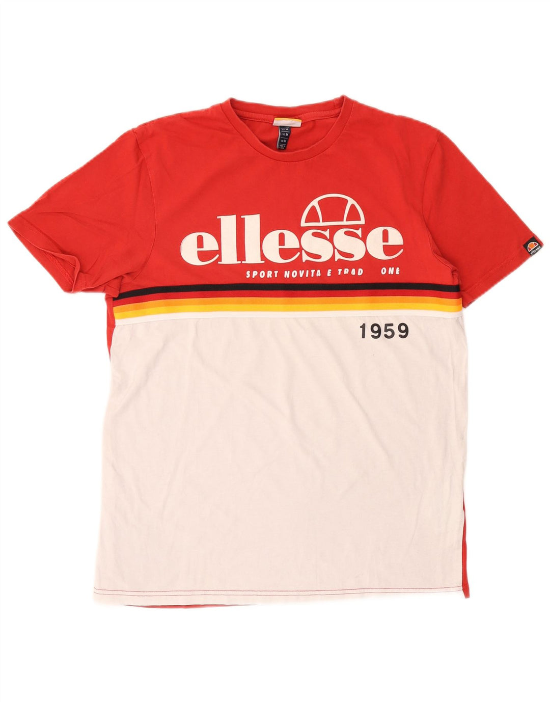 T-shirt grafica da uomo Ellesse Top in cotone color block rosso medio