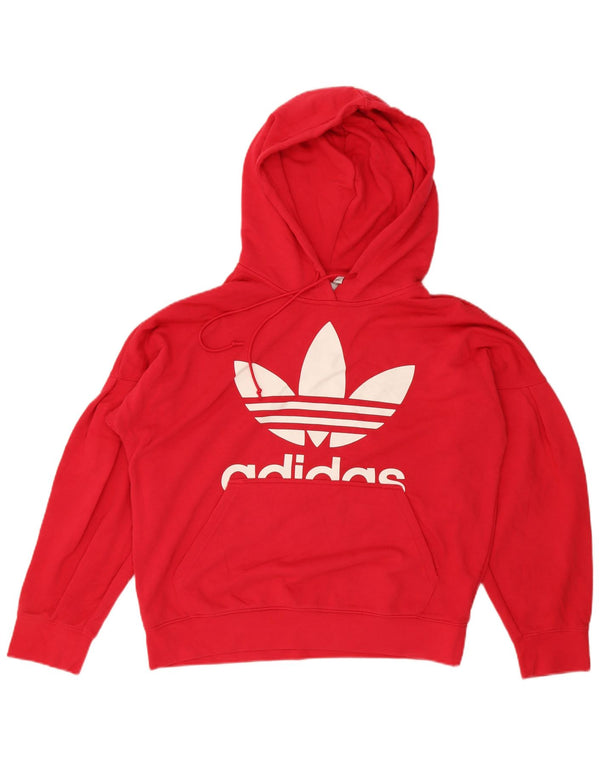 Felpa con cappuccio oversize grafica da donna Adidas UK 12 cotone rosa medio