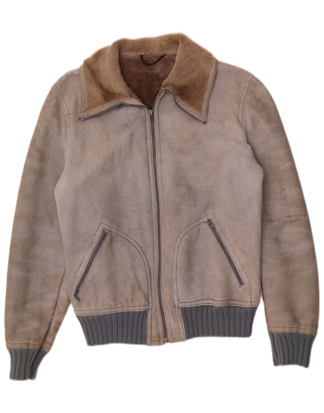 Giubbotto in montone da uomo VINTAGE IT 48 Shearling grigio medio