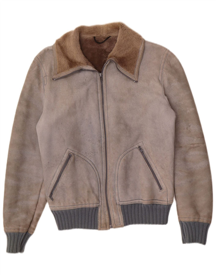 Giubbotto in montone da uomo VINTAGE IT 48 Shearling grigio medio