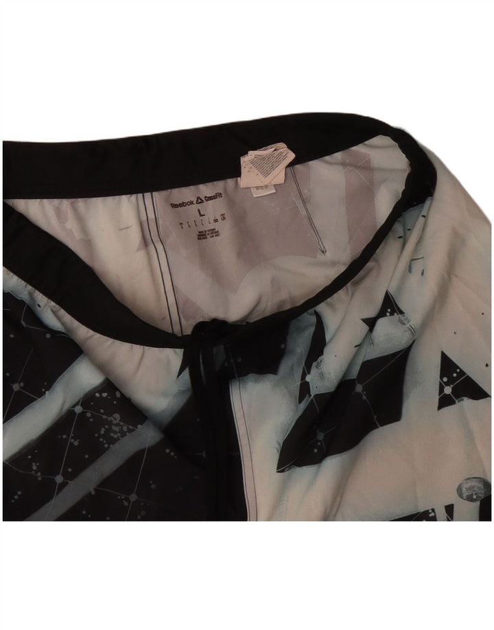 REEBOK Mens Swimming Shorts Large  Black Colourblock Polyester