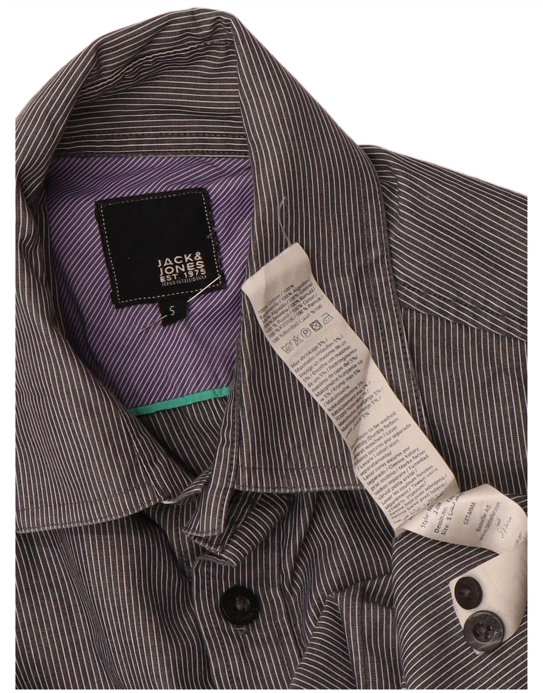 JACK & JONES Camicia da uomo piccola in cotone gessato grigio