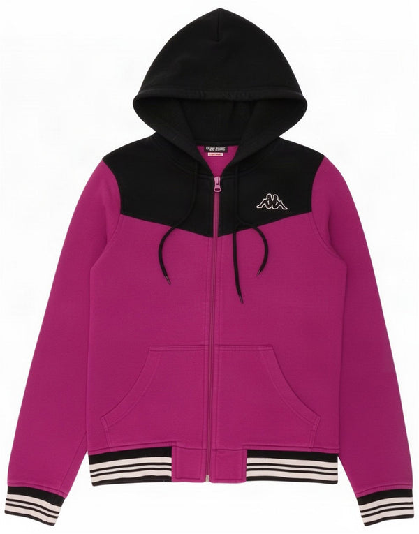 Maglione Kappa da donna con cappuccio e zip UK 14 Cotone color block viola medio