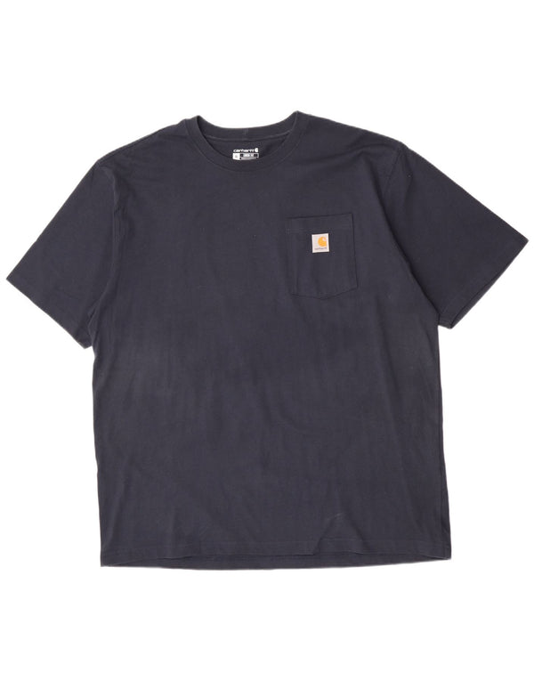 T-shirt Carhartt da uomo vestibilità ampia Top XL cotone blu navy