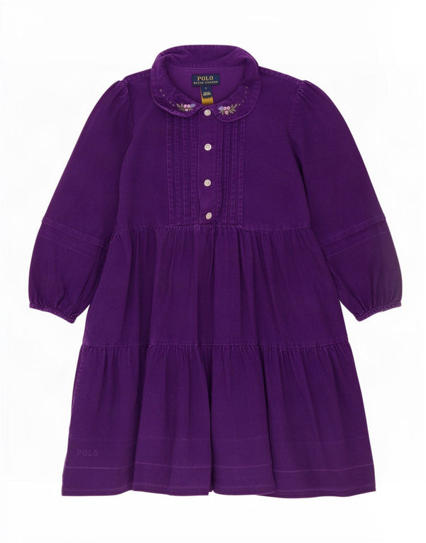 Abito a strati a maniche lunghe per ragazze Polo Ralph Lauren 5-6 anni viola floreale