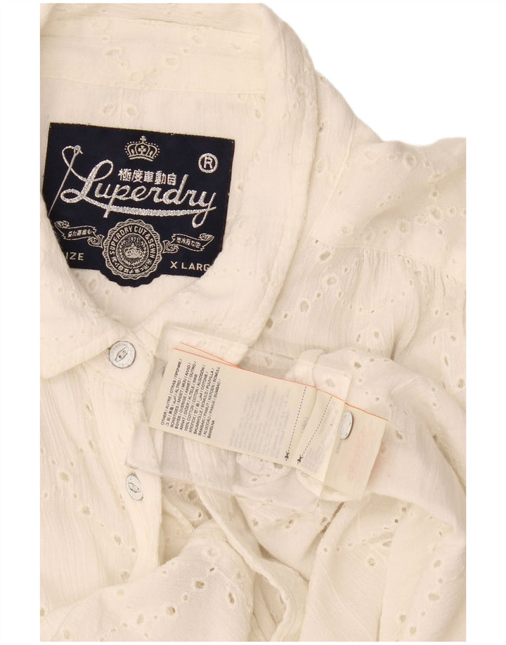 Camicia da donna Superdry UK 18 XL cotone bianco