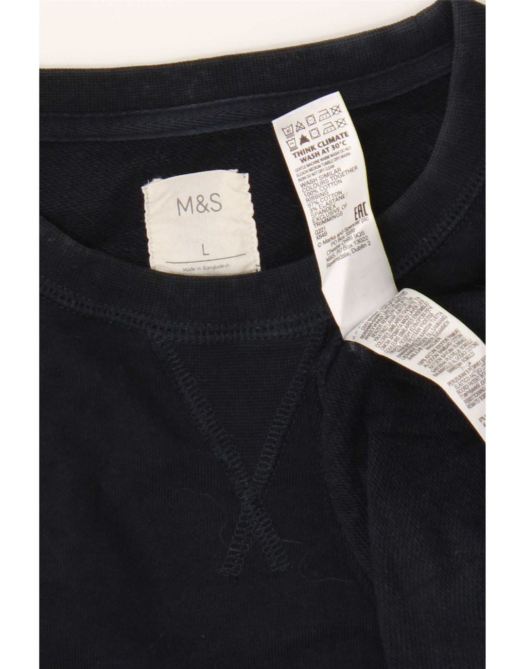 Felpa da uomo Marks & Spencer, grande, in cotone blu navy